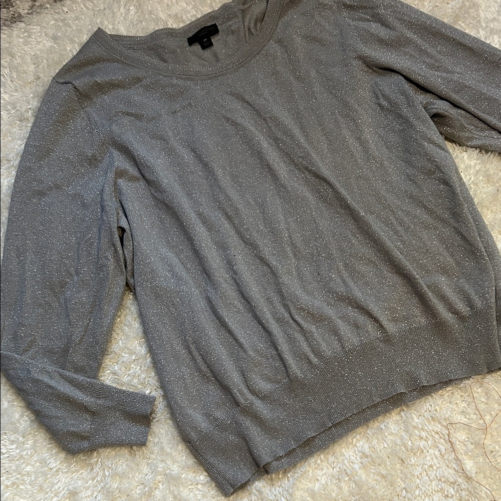 Sparkly sexy Chic slouchy Gray Women's Crew Neck Sweater